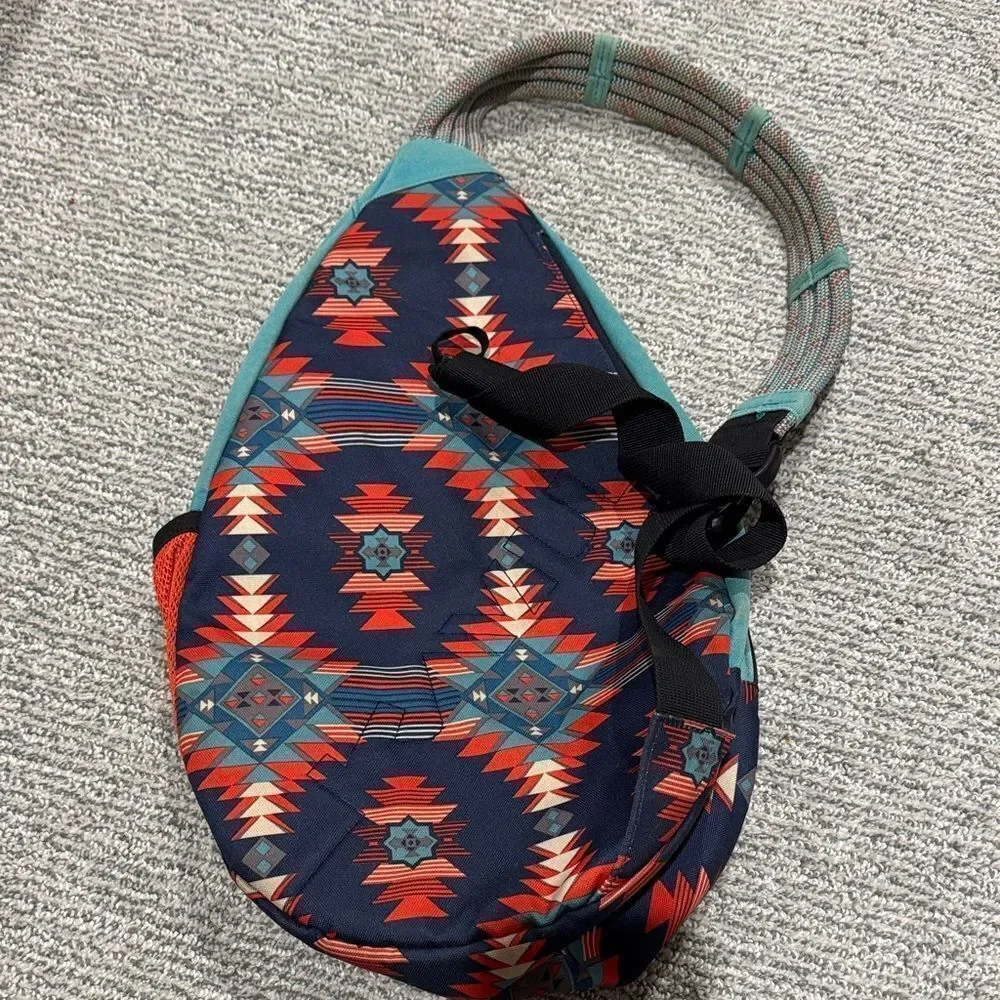 Kavu Teal and Patterned Sling Backpack